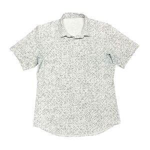 Lululemon Airing Easy Shirt S Gray Geometric Stretch Performance Preppy Button
